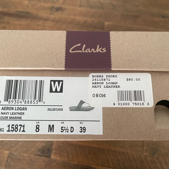 Clark Aeron Logan Leather Sandals Size 8 Navy Blue - Picture 4 of 5